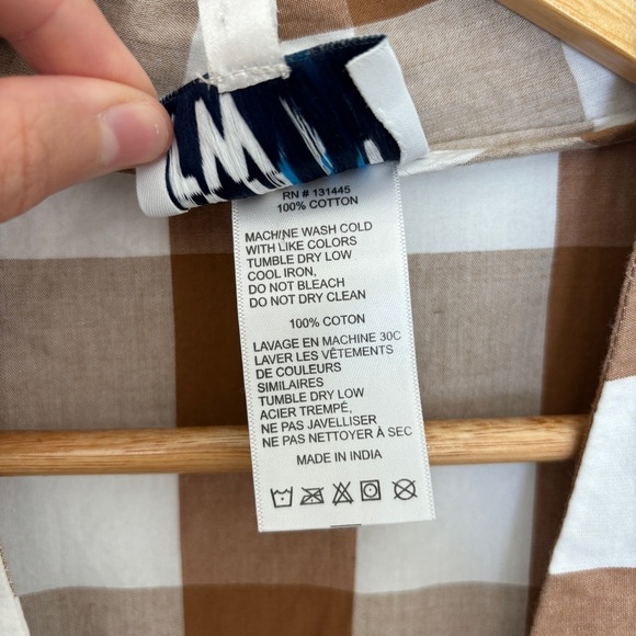 WHIT TWO Anthropologie womens white tan plaid casual Gingham Romper size XL - Picture 9 of 9